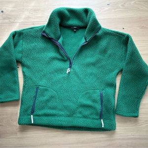 VGUC J. Crew green fleece half zip pullover size large